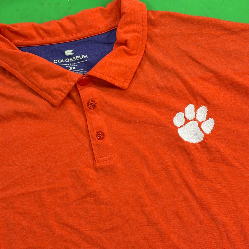 Clemson Tigers Colosseum Polo Mens 3XB Big Orange NCAA Performance Golf Shirt